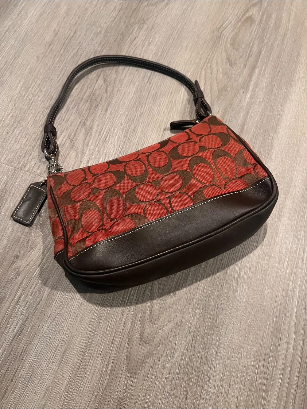 Coach Vintage Y2K Signature Red Brown Leather Mini Demi Shoulder Bag 6094